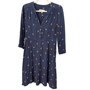 Hobbs London Navy Floral Button-Front Dress – Size US 6 / UK 10